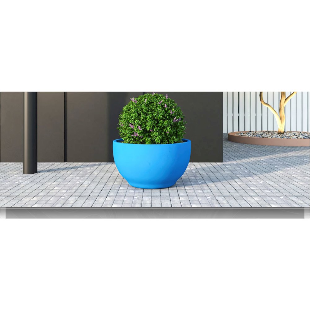 Grove Series Hemisphere Poly Clay Planter in Blue 12.4 Dia, 7.1 High