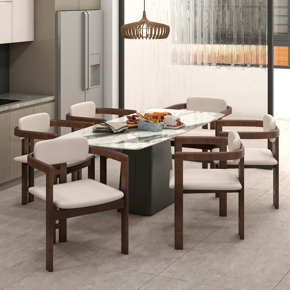 Velo Series Modern Dining Cha...lnut Color Wood with Toupe Seat Set of 4