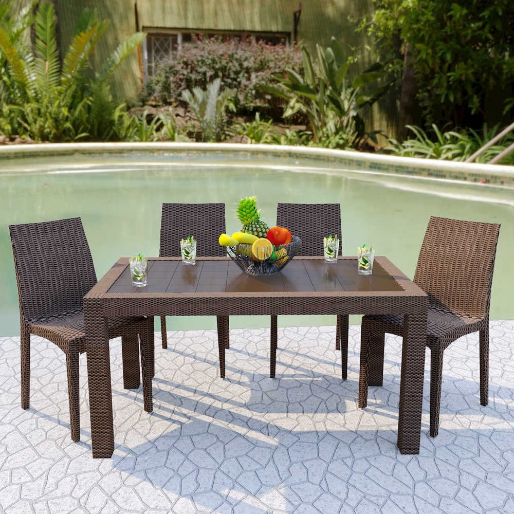Weave Mace Indoor/Outdoor Dining Chair (Armless), Set of 4