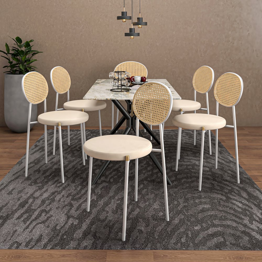 7-Piece Dining Set Rectangular Sintered Stone Dining Table