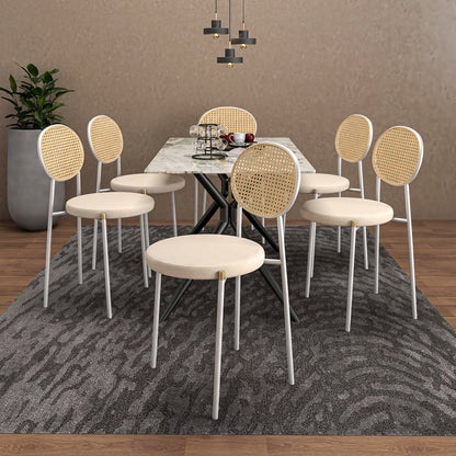7-Piece Dining Set Rectangular Sintered Stone Dining Table