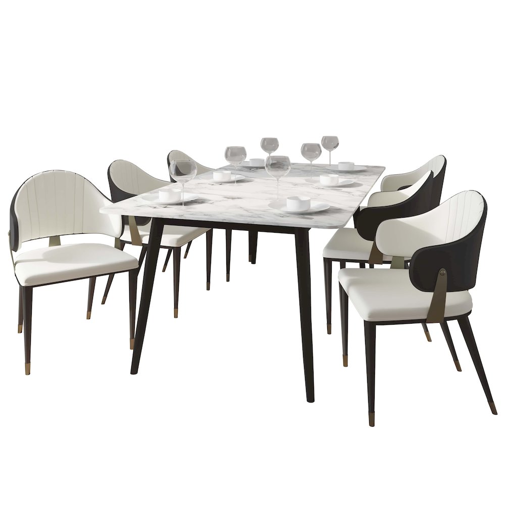 Zayle 7-Piece Dining Set with 55" Rectangular Dining Table in Grey