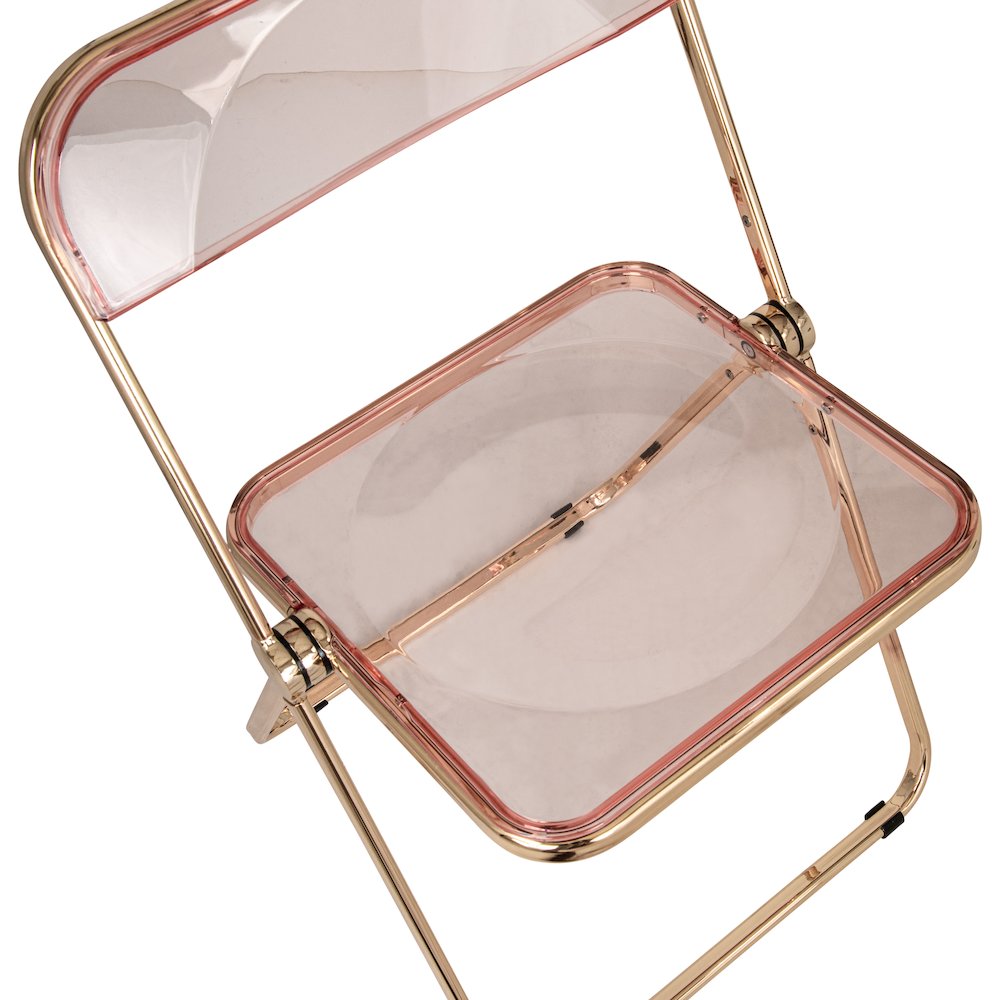 Lawrence Acrylic Folding Chair With Gold Metal Frame, Set of 2