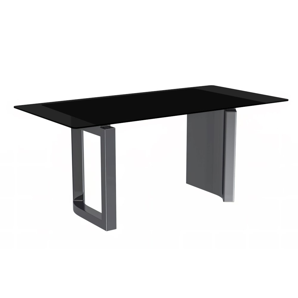 Astra Series Modern Dining Table Stainless Steel Base, With 55" Black Glass Top