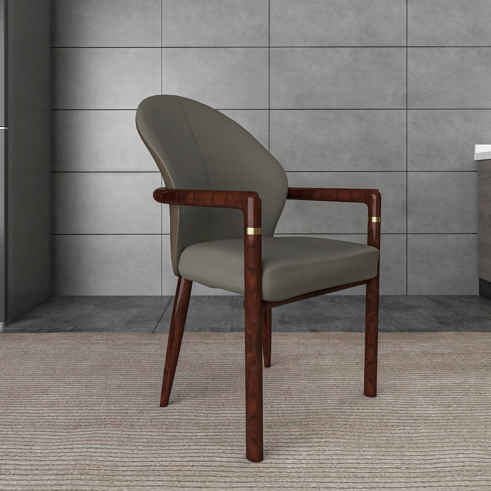 Opaline Series Elegant Wooden Dining Chair in Two-Tone Kahki - Set of 2