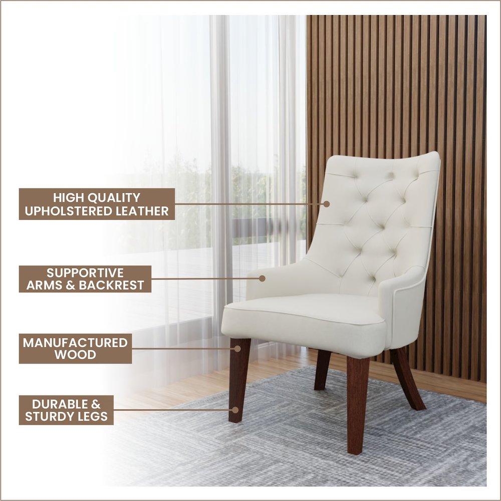 Spruce Collection Modern Wooden Dining Chair in Beige Velvet Set of 2