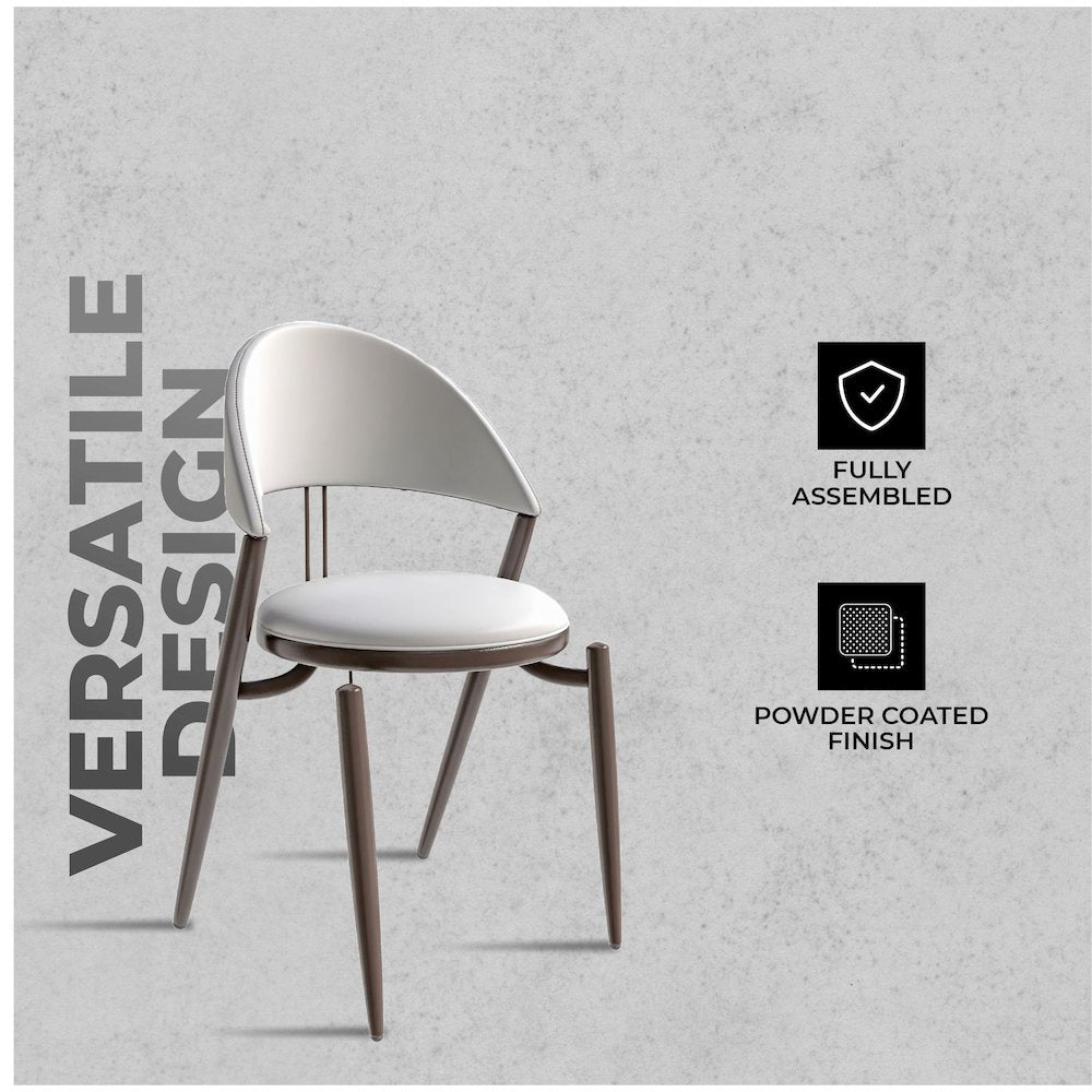 Venice Collection Modern Dining Chair In Black set of 2 in White