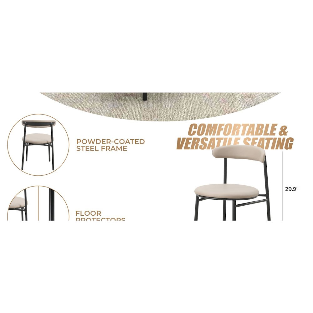 Lume Collection Modern Dining Chair in Dark Taupe Set of 2
