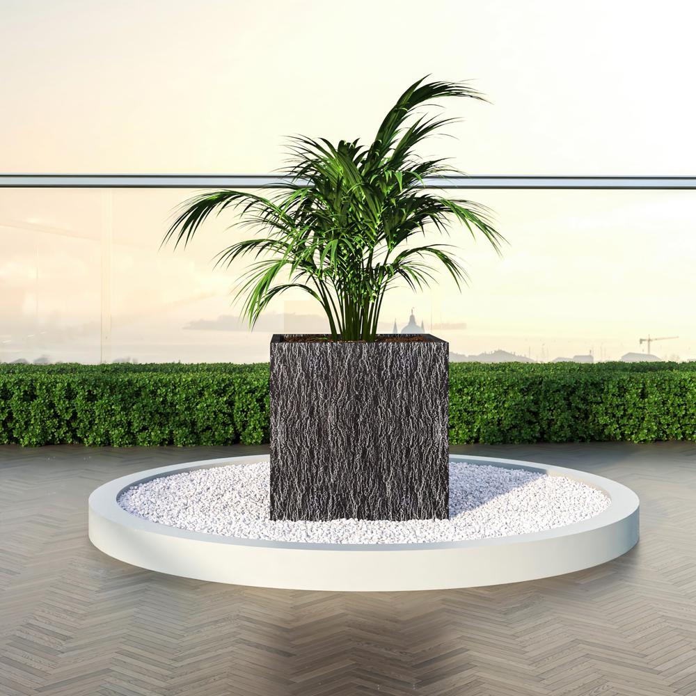 Verdura Series Cubic Poly Stone Planter in Dotted Blck 29.5 Cube