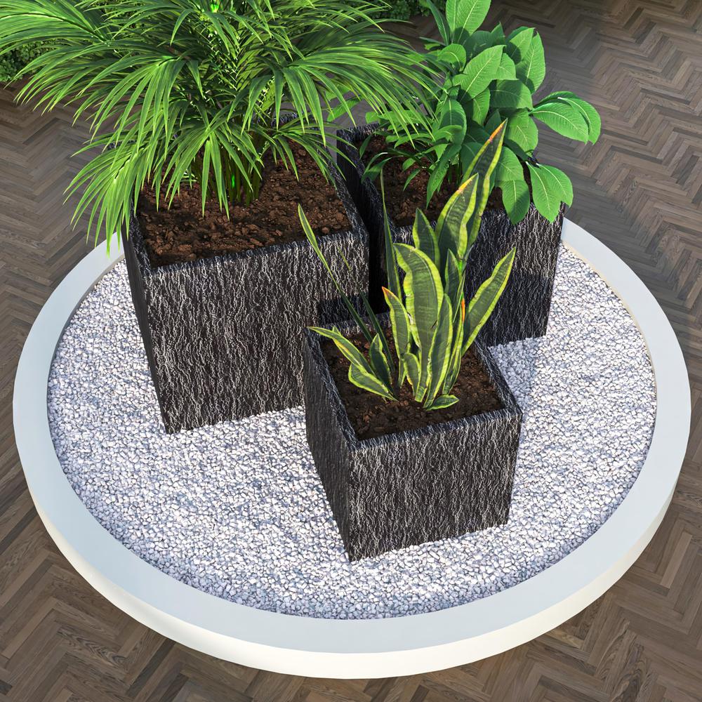 Verdura Series Poly Stone Planter set in Black