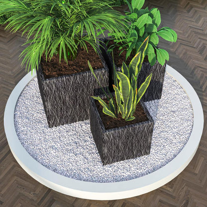 Verdura Series Poly Stone Planter set in Black