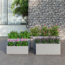 Flora Series Poly Stone Planter Set in Grey