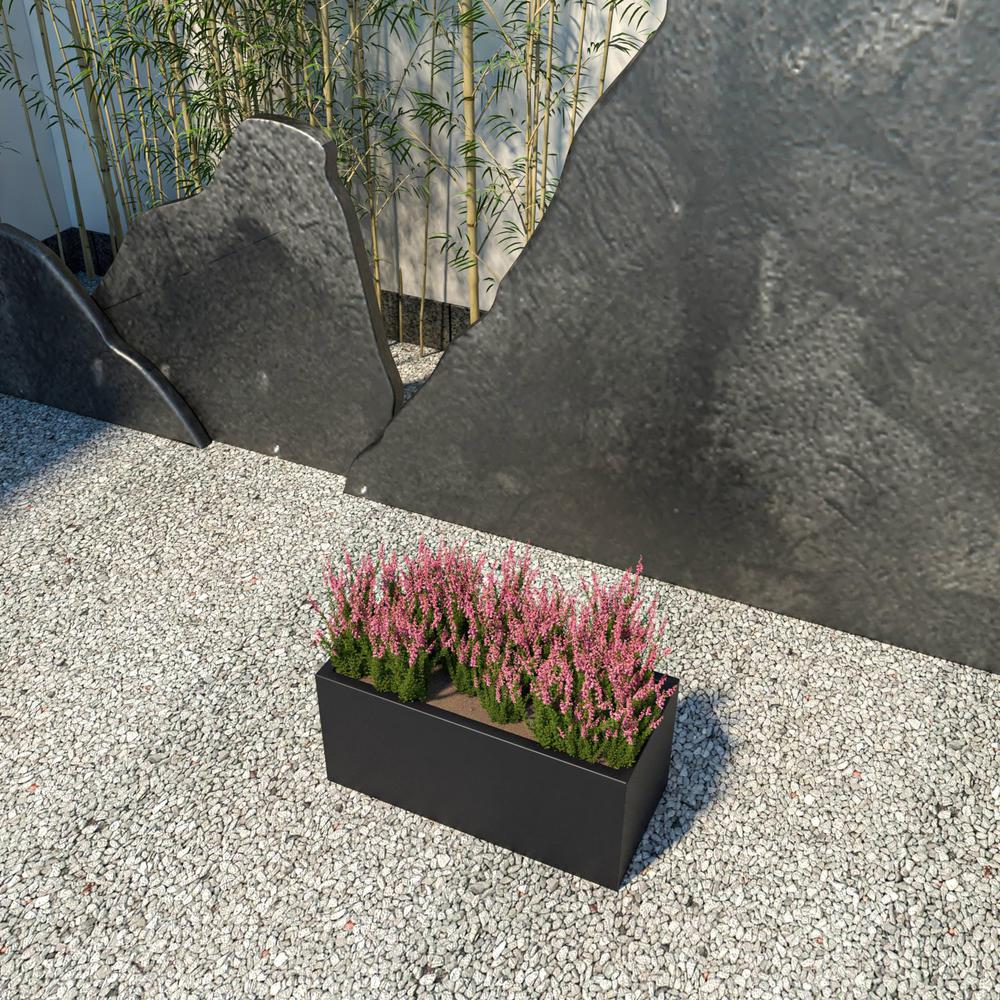 Bloom Series Poly Stone Planter 9" , 19.7" Long In Black