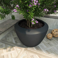 Vessel Series Poly Stone Planter in Black 22" Dia 15" high