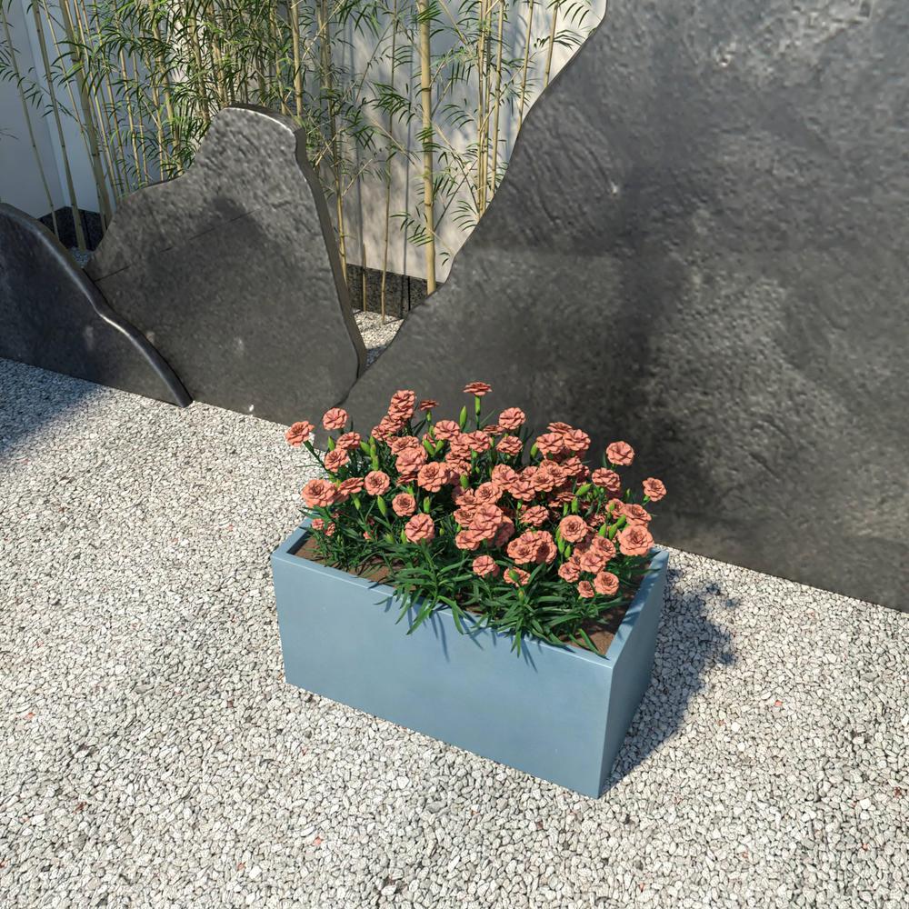 Bloom Series Poly Stone Planter 11.8" , 23.6" Long In Black Aged Concrete