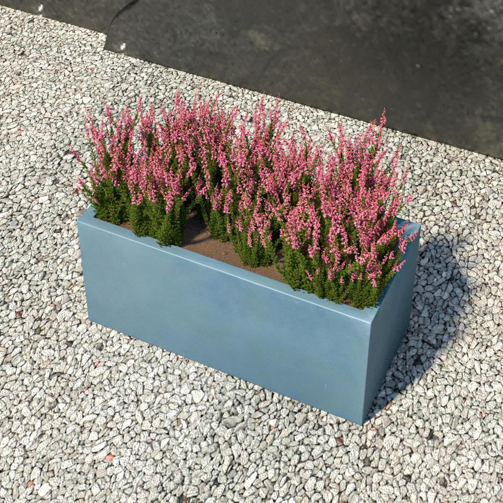 Bloom Series Poly Stone Planter 9" , 19.7" Long In Aged Concrete