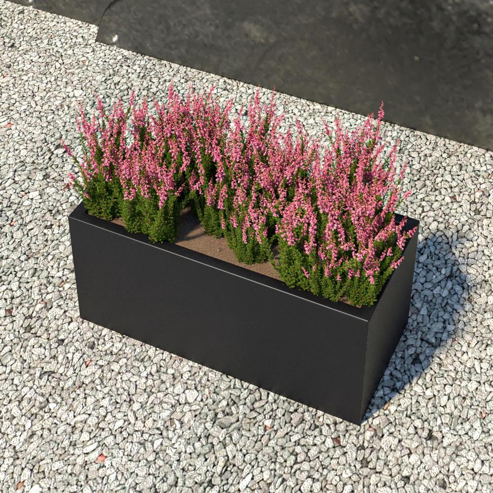 Bloom Series Poly Stone Planter 9" , 19.7" Long In Black