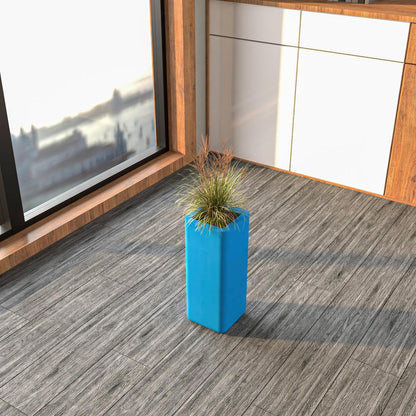 Marquee Series Poly Stone Planter in Blue 7.9" x 7.9" 19.7" high