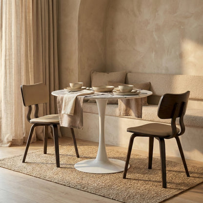 Bristol Series Dining Table White Base With White Stone 24" Round Top