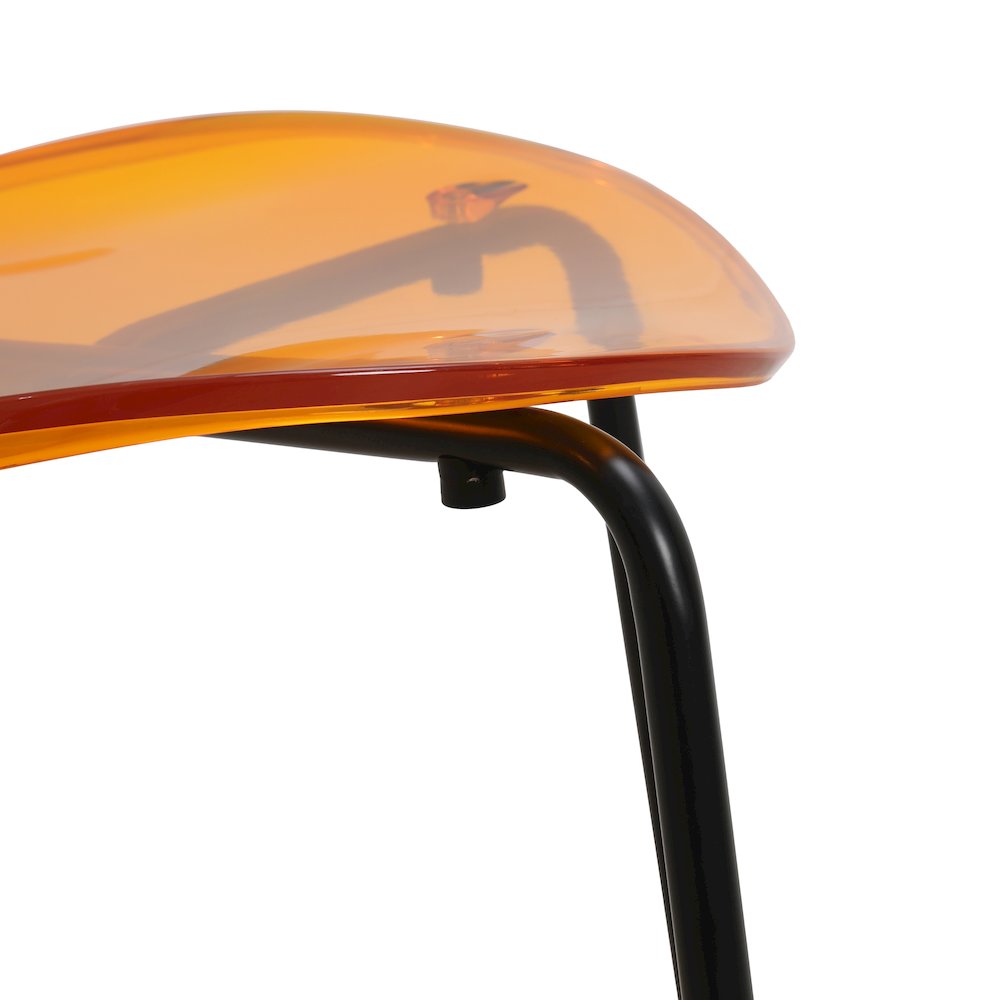 Modern Oyster Transparent Side Chair in Black Base Set of 2