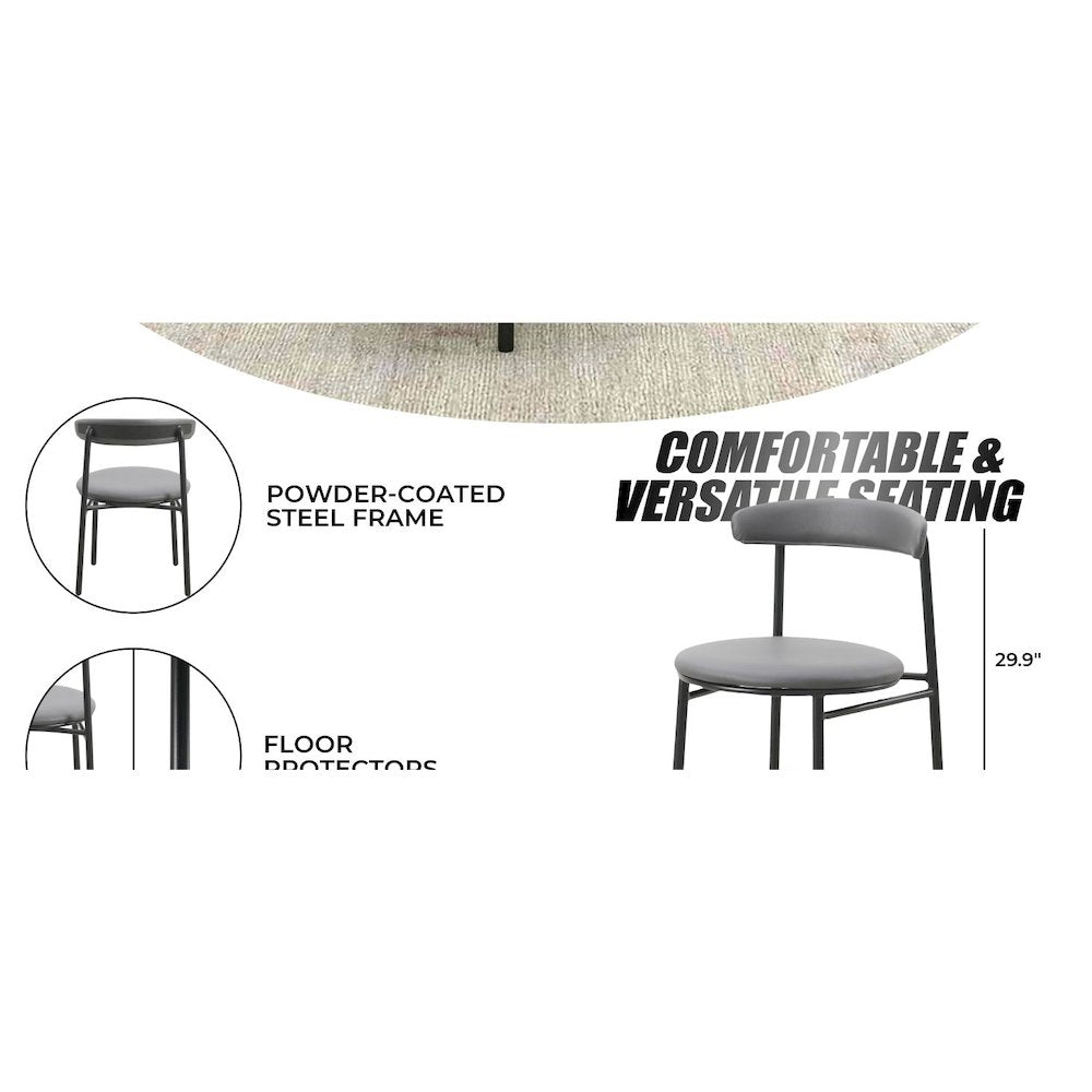 Lume Collection Modern Dining Chair in Charcoal Set of 4