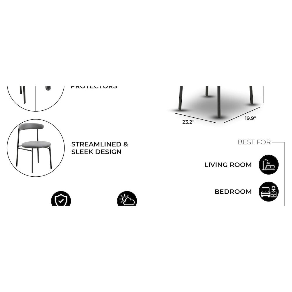 Lume Collection Modern Dining Chair in Charcoal Set of 4