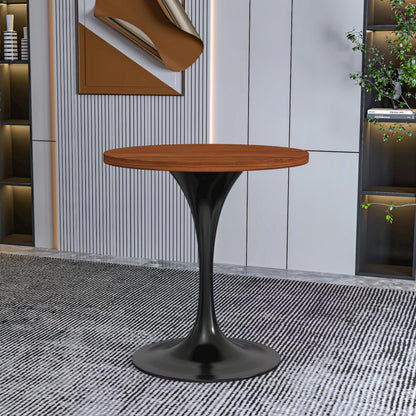 Verve Collection 27 Round Dining Table, Black Base with Cognac Brown MDF Top