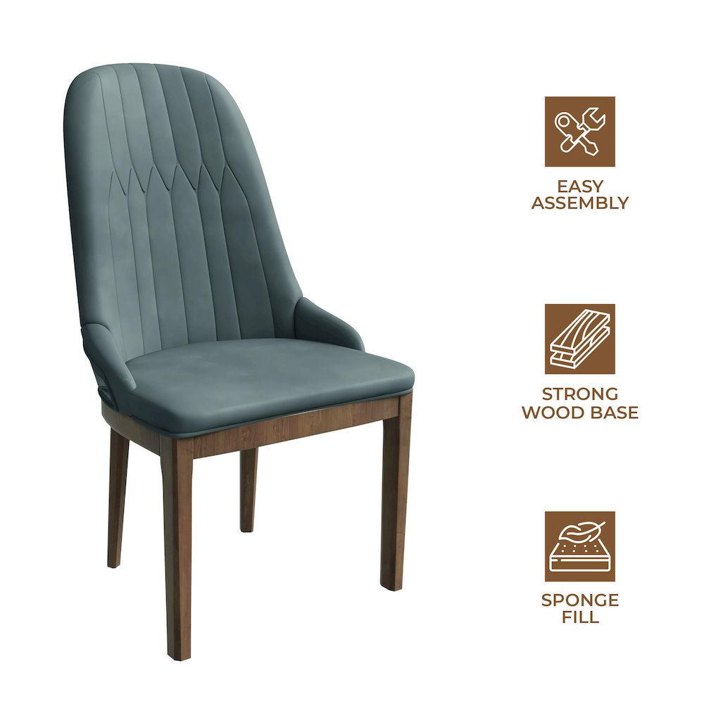 Verisma Collection Modern Wooden Dining Chair in Grey Set of 2