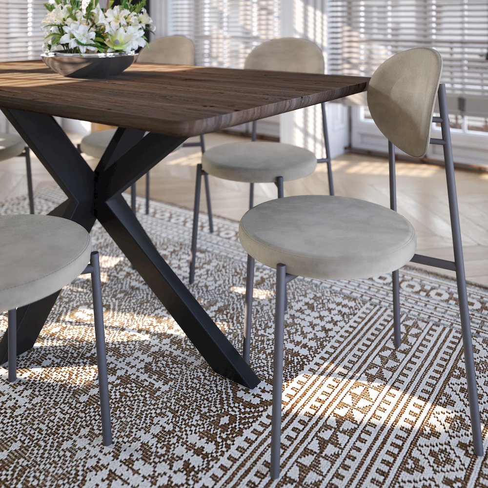 Euston Modern Velvet Dining Chair with Grey Steel Frame