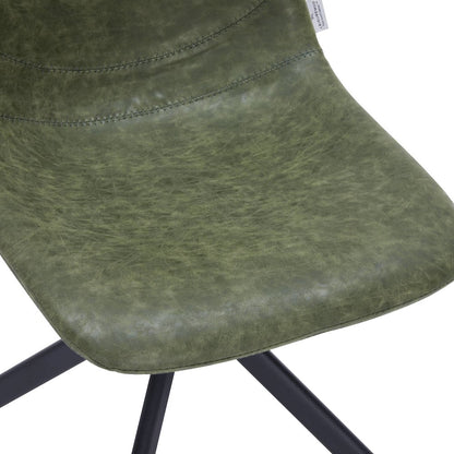 Markley Modern Leather Swival Dining Chair With Metal Legs in Green