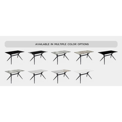 Elega Series Black Carbon Steel Dining Table 62 With White Sintered Stone Top