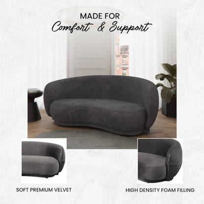 Faze Collection Modern Three Seater Sofa in Light Grey Velvet