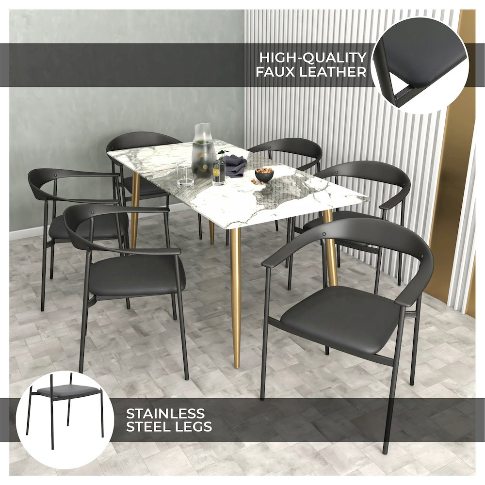 Kora Collection Modern Dining Chair in Black - Set of 2