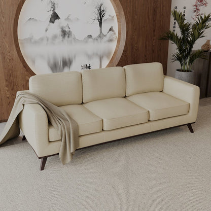 Chester Modern Faux Leather Sofa in Beige Mesh