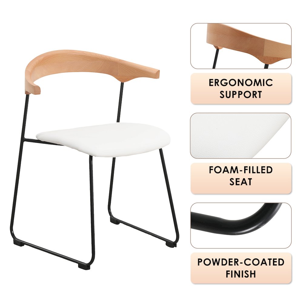 Lyra Collection Modern Chair in Natural Wood back and White Seat