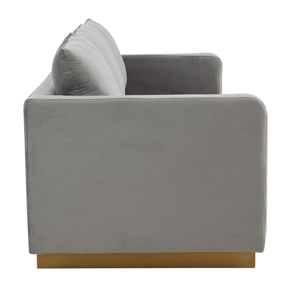 Nervo Modern Mid-Century Upholstered Velvet Sofa with Gold Frame