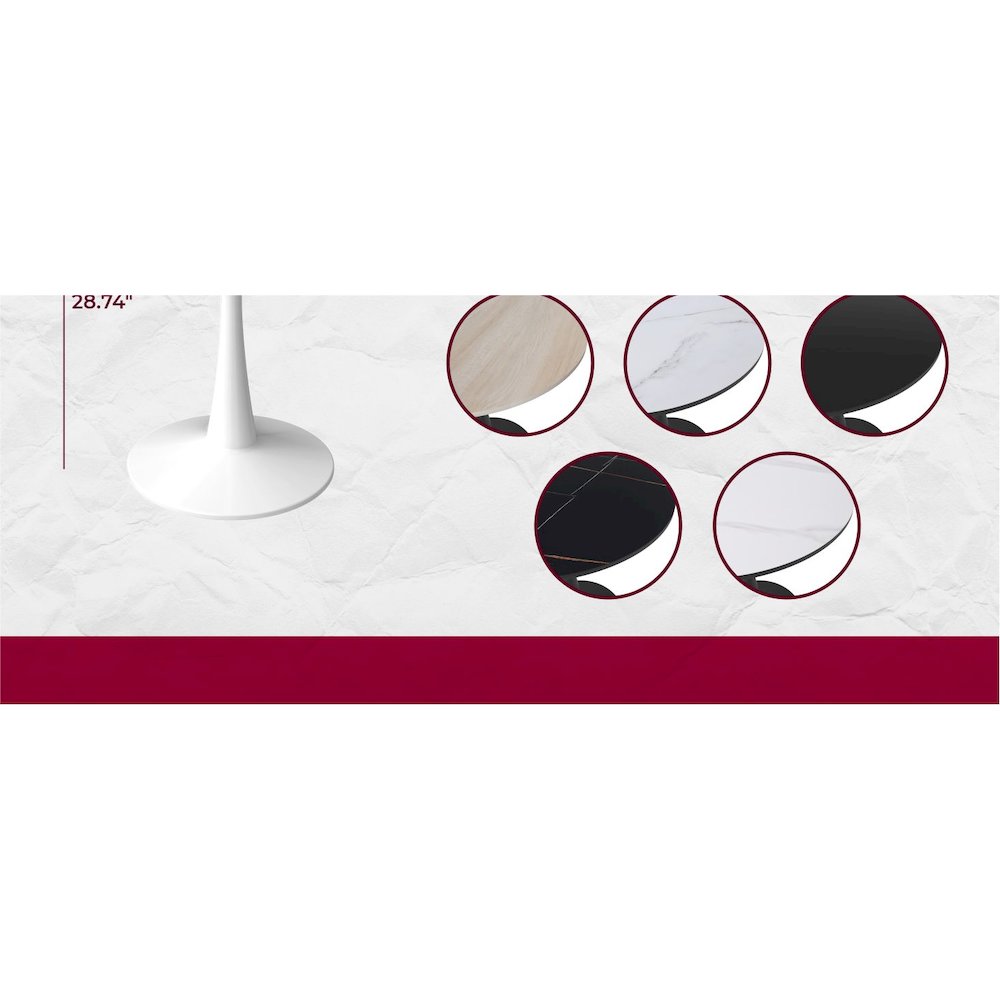 Bristol Series Dining Table White Base With White Stone 24" Round Top