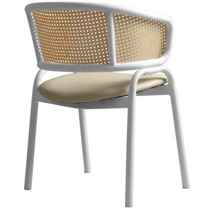 Ervilla - Dining Chair - White frame in Taupe Leather Set of 2