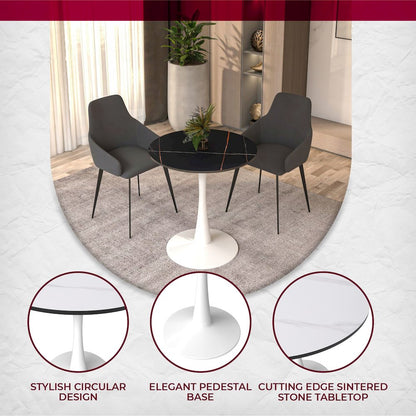 Bristol Series Dining Table White Base With White Stone 24" Round Top
