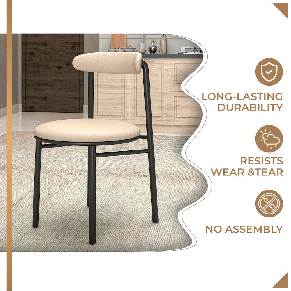 Lume Collection Modern Dining Chair in Dark Taupe Set of 2