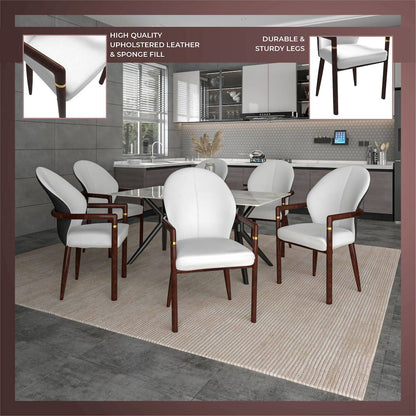 Opaline Series Elegant Wooden Dining Chair in Black Velvet and White - Set of 2
