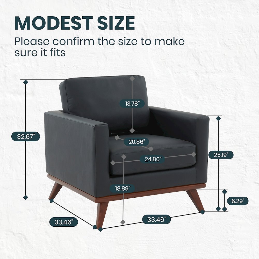 Chester Modern Leather Accent Arm Chair With Birch Wood Base