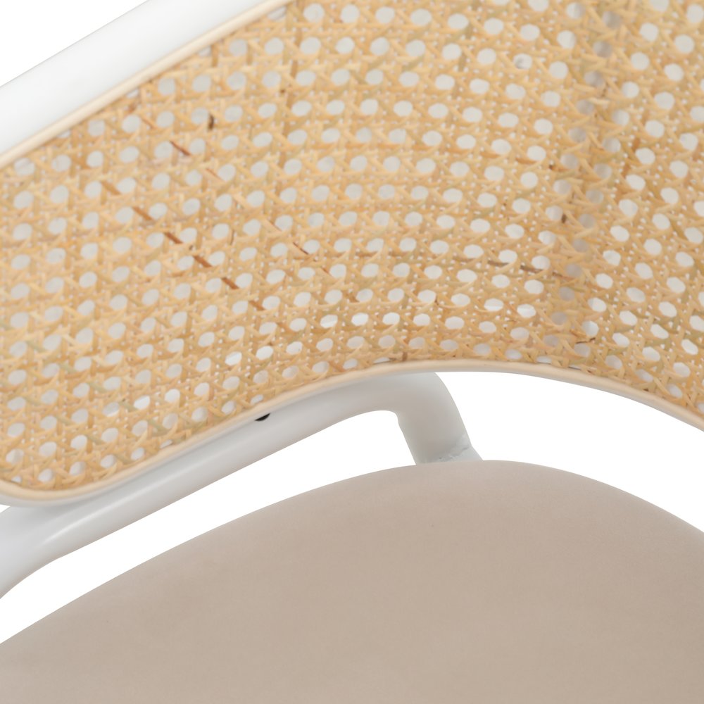 Ervilla Modern Dining Chair with White Powder Coated Steel Legs and Wicker Back