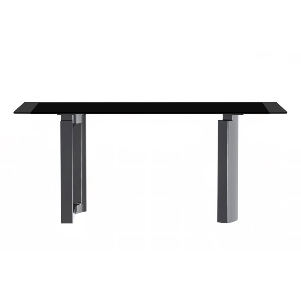 Astra Series Modern Dining Table Stainless Steel Base, With 55" Black Glass Top
