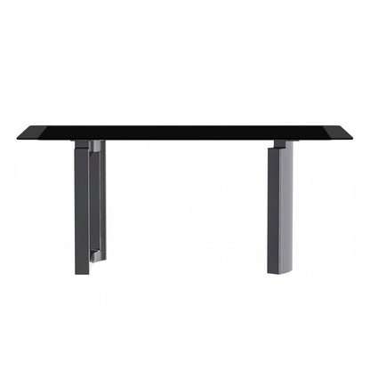 Astra Series Modern Dining Table Stainless Steel Base, With 55" Black Glass Top