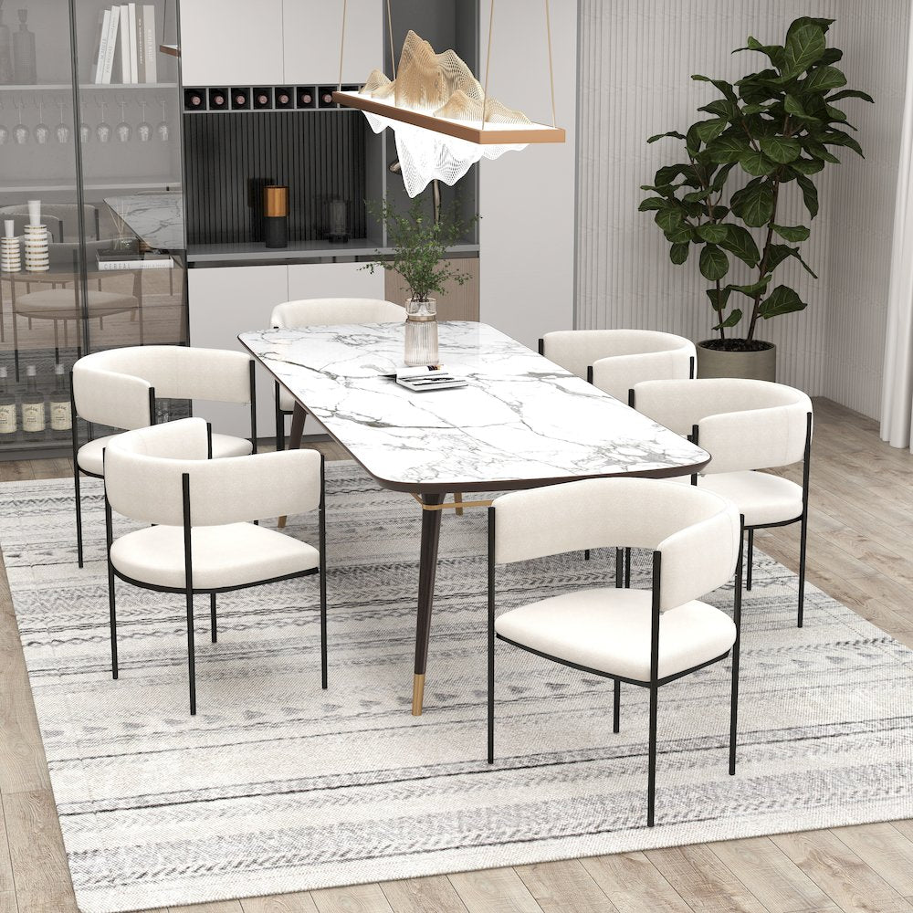 Gavin Series Modern Chair Black Frame in Light Brown Set of 4
