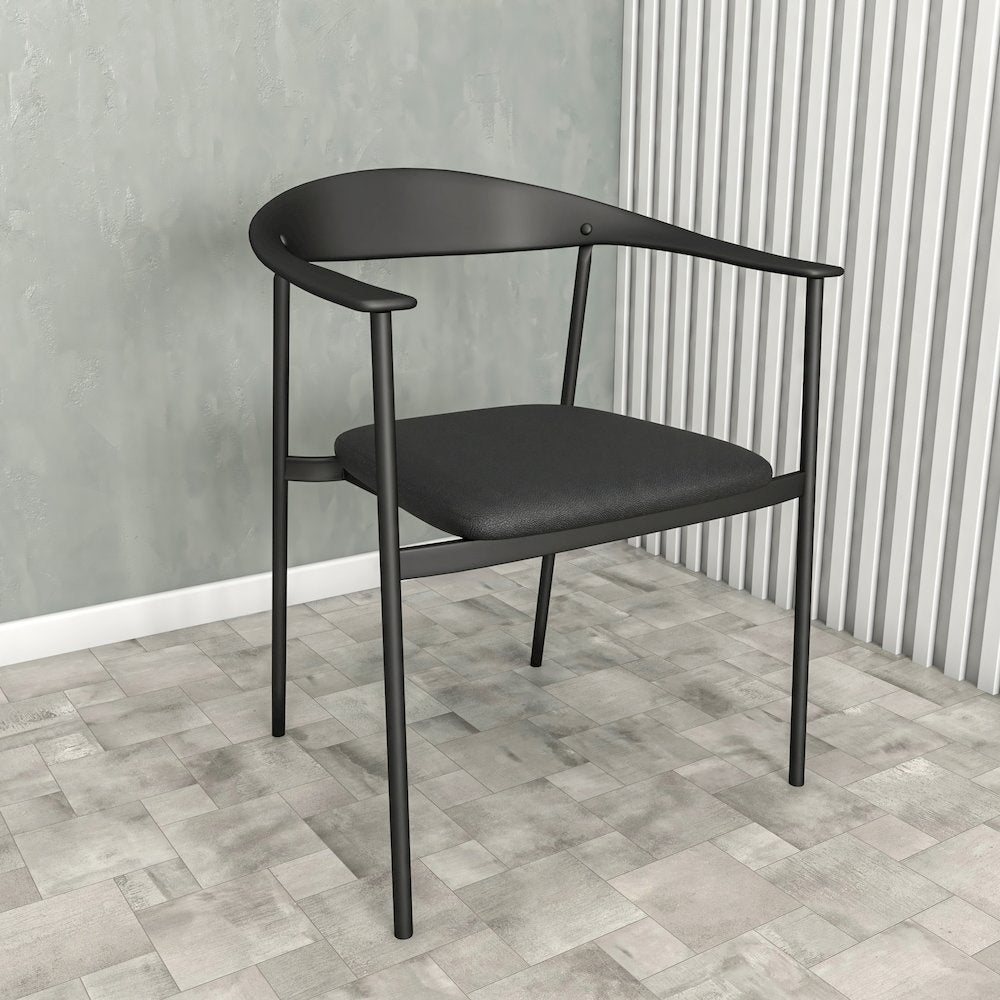 Kora Collection Modern Dining Chair in Black - Set of 2