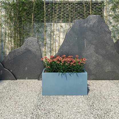 Bloom Series Poly Stone Planter 11.8" , 23.6" Long In Black Aged Concrete