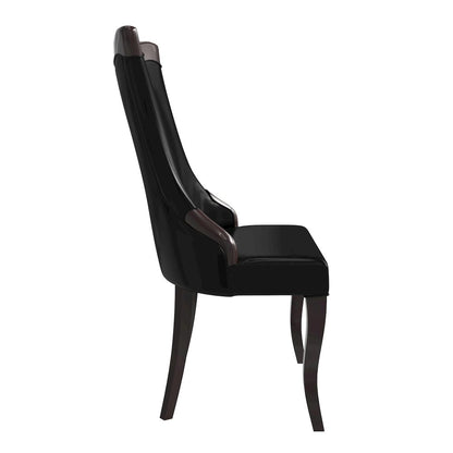 Novara Collection Modern Wooden Dining Chair in Black Set of 2