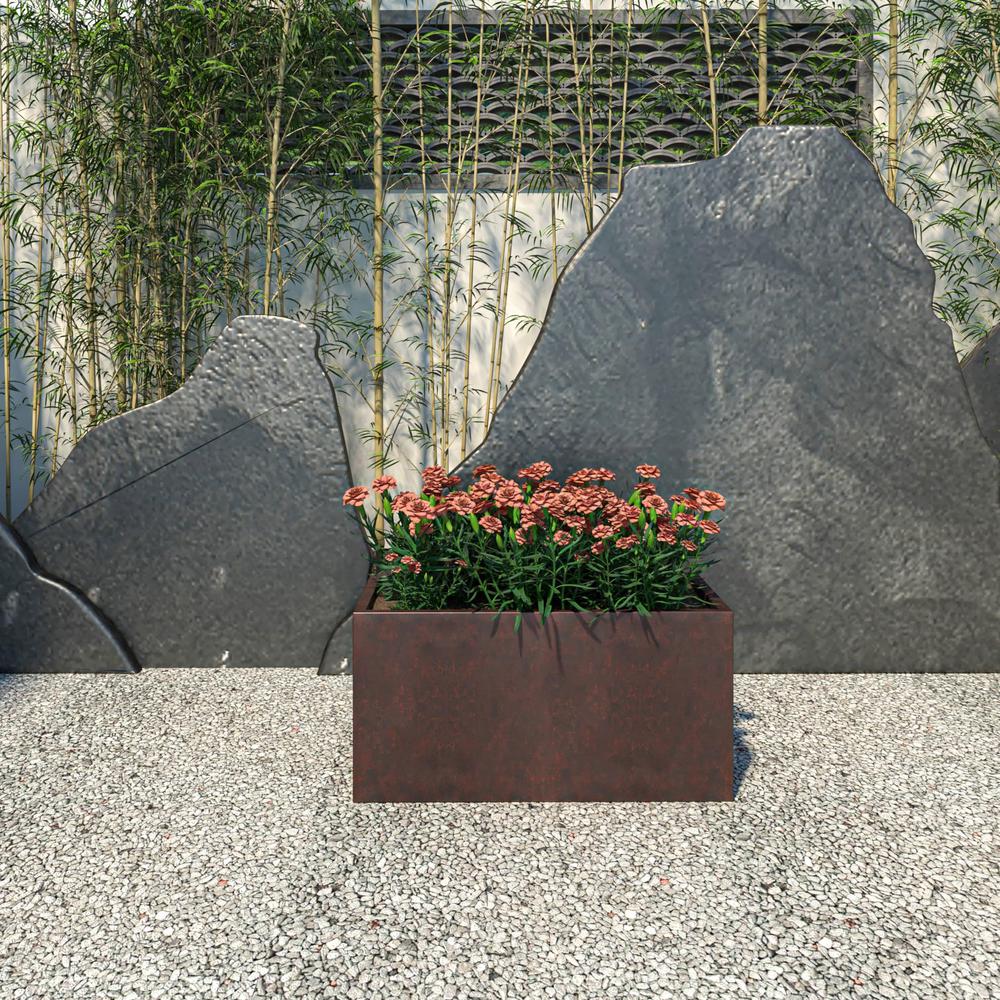 Bloom Series Poly Stone Planter 11.8" , 23.6" Long In Brown